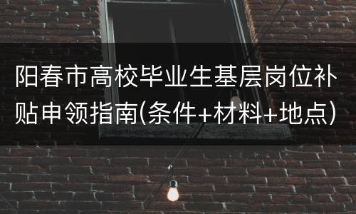 阳春市高校毕业生基层岗位补贴申领指南(条件+材料+地点)