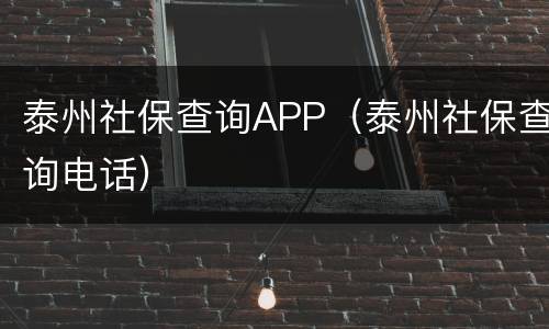 泰州社保查询APP（泰州社保查询电话）