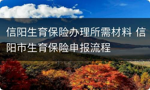 信阳生育保险办理所需材料 信阳市生育保险申报流程