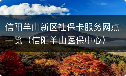 信阳羊山新区社保卡服务网点一览（信阳羊山医保中心）
