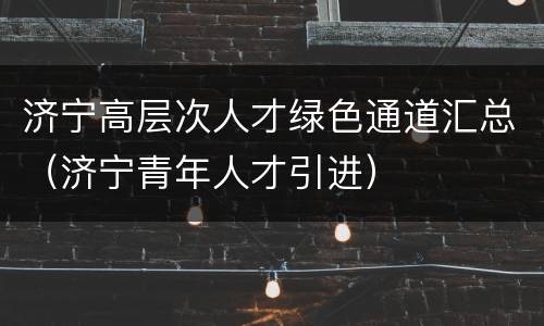 济宁高层次人才绿色通道汇总（济宁青年人才引进）