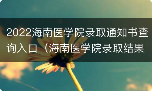 2022海南医学院录取通知书查询入口（海南医学院录取结果查询）