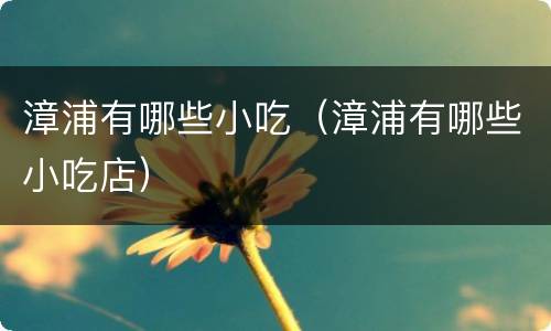 漳浦有哪些小吃（漳浦有哪些小吃店）