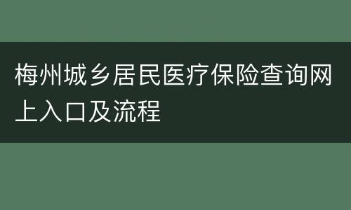 梅州城乡居民医疗保险查询网上入口及流程
