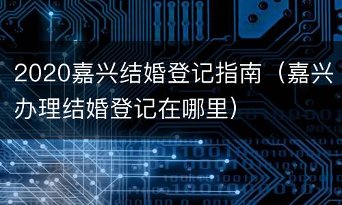 2020嘉兴结婚登记指南（嘉兴办理结婚登记在哪里）