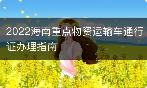 2022海南重点物资运输车通行证办理指南