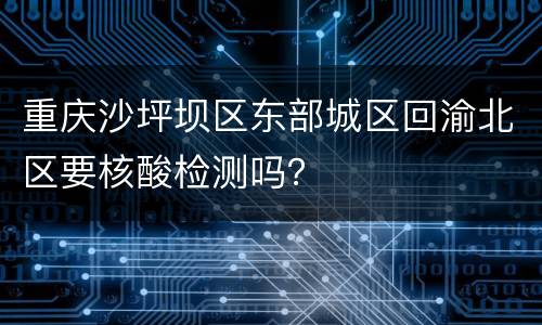 重庆沙坪坝区东部城区回渝北区要核酸检测吗？