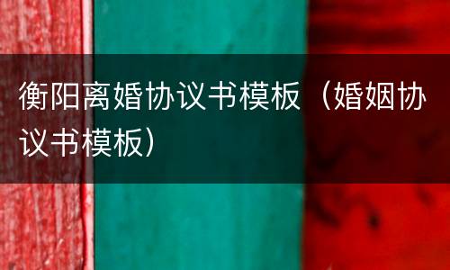 衡阳离婚协议书模板（婚姻协议书模板）