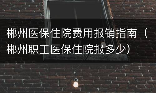 郴州医保住院费用报销指南（郴州职工医保住院报多少）