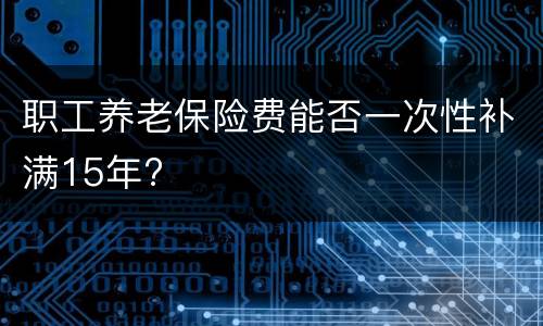 职工养老保险费能否一次性补满15年?