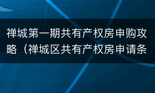 禅城第一期共有产权房申购攻略（禅城区共有产权房申请条件）