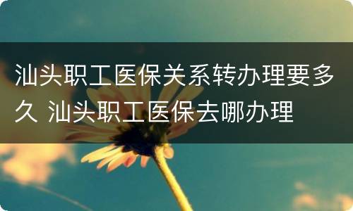 汕头职工医保关系转办理要多久 汕头职工医保去哪办理