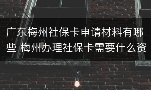 广东梅州社保卡申请材料有哪些 梅州办理社保卡需要什么资料