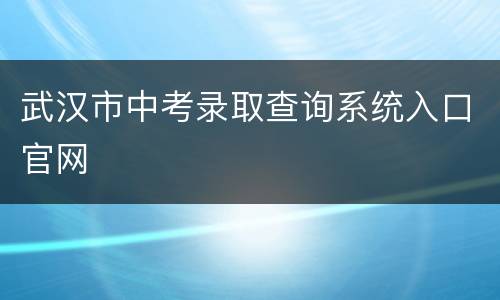 武汉市中考录取查询系统入口官网