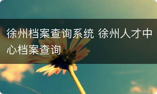 徐州档案查询系统 徐州人才中心档案查询