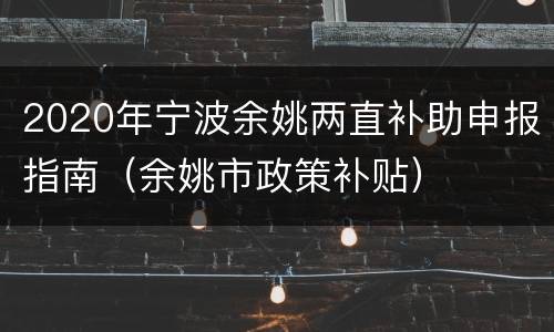 2020年宁波余姚两直补助申报指南（余姚市政策补贴）