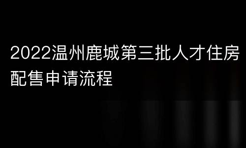 2022温州鹿城第三批人才住房配售申请流程