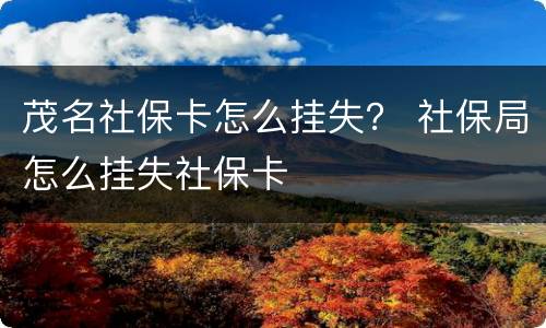 茂名社保卡怎么挂失？ 社保局怎么挂失社保卡
