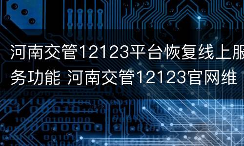 河南交管12123平台恢复线上服务功能 河南交管12123官网维护2021