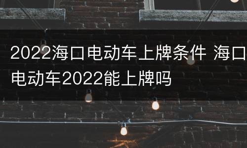 2022海口电动车上牌条件 海口电动车2022能上牌吗
