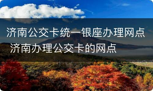 济南公交卡统一银座办理网点 济南办理公交卡的网点