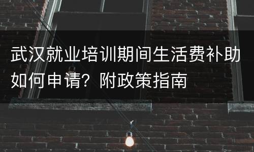 武汉就业培训期间生活费补助如何申请？附政策指南
