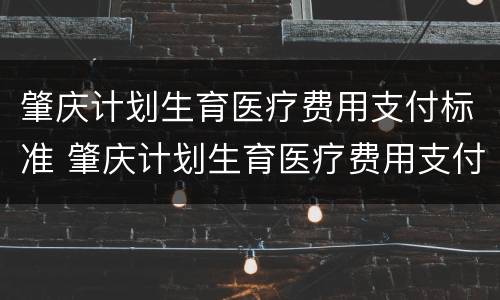 肇庆计划生育医疗费用支付标准 肇庆计划生育医疗费用支付标准最新