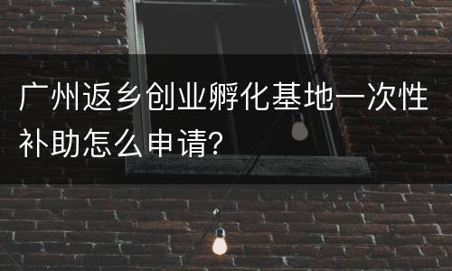 广州返乡创业孵化基地一次性补助怎么申请？