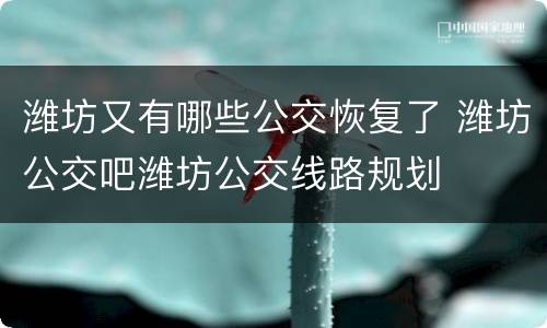 潍坊又有哪些公交恢复了 潍坊公交吧潍坊公交线路规划