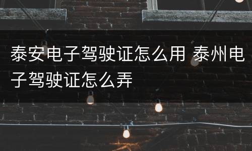 泰安电子驾驶证怎么用 泰州电子驾驶证怎么弄