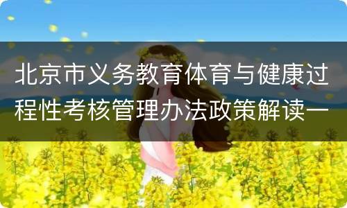 北京市义务教育体育与健康过程性考核管理办法政策解读一览