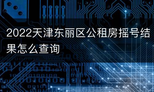 2022天津东丽区公租房摇号结果怎么查询