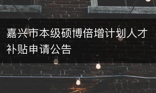 嘉兴市本级硕博倍增计划人才补贴申请公告