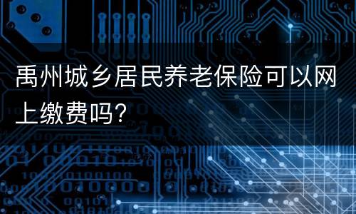 禹州城乡居民养老保险可以网上缴费吗?