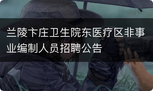 兰陵卞庄卫生院东医疗区非事业编制人员招聘公告