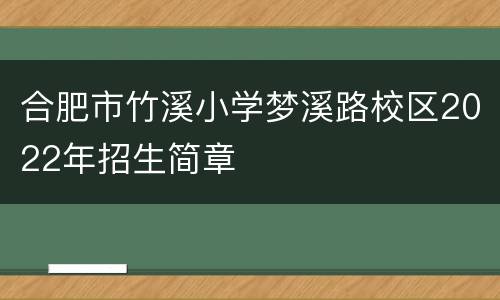 合肥市竹溪小学梦溪路校区2022年招生简章