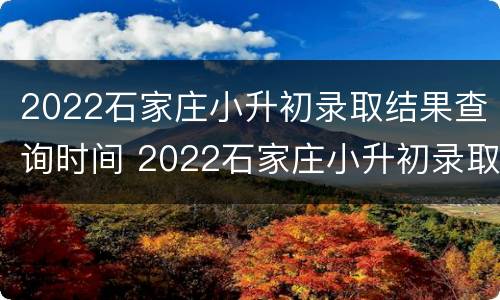 2022石家庄小升初录取结果查询时间 2022石家庄小升初录取结果查询时间表