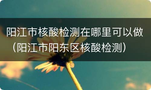 阳江市核酸检测在哪里可以做（阳江市阳东区核酸检测）