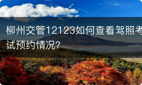 柳州交管12123如何查看驾照考试预约情况？