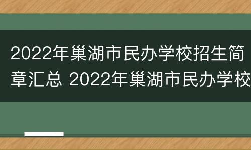 2022年巢湖市民办学校招生简章汇总 2022年巢湖市民办学校招生简章汇总图片