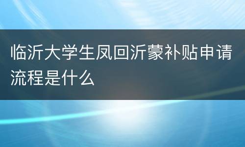 临沂大学生凤回沂蒙补贴申请流程是什么