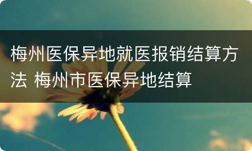 梅州医保异地就医报销结算方法 梅州市医保异地结算