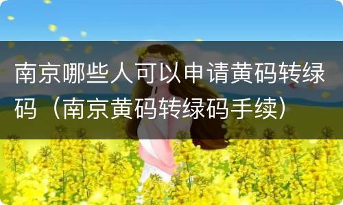 南京哪些人可以申请黄码转绿码（南京黄码转绿码手续）