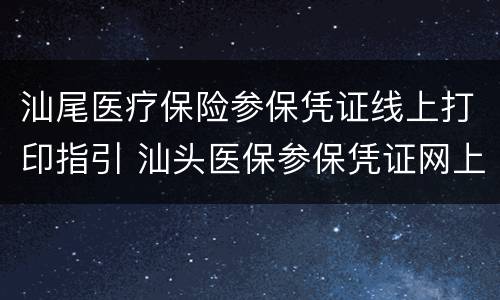 汕尾医疗保险参保凭证线上打印指引 汕头医保参保凭证网上打印