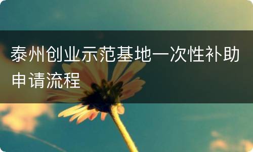 泰州创业示范基地一次性补助申请流程