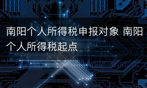 南阳个人所得税申报对象 南阳个人所得税起点