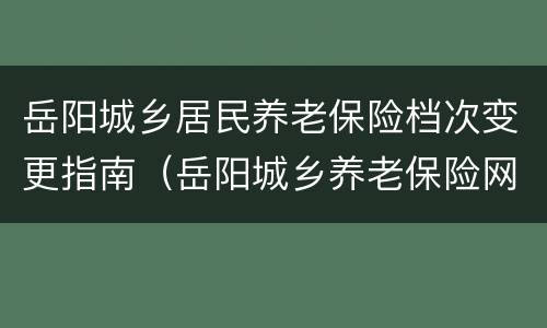 岳阳城乡居民养老保险档次变更指南（岳阳城乡养老保险网上缴费）