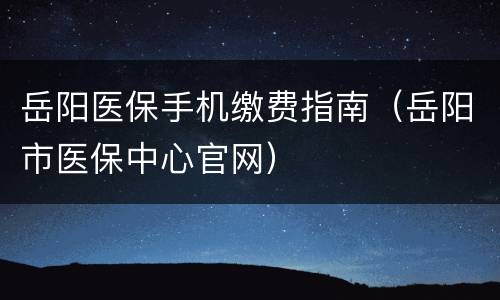 岳阳医保手机缴费指南（岳阳市医保中心官网）