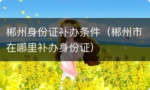 郴州身份证补办条件（郴州市在哪里补办身份证）