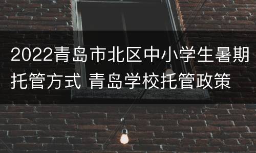 2022青岛市北区中小学生暑期托管方式 青岛学校托管政策
